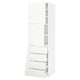 METOD / MAXIMERA Hi cab w shlvs/4 drawers/2 doors, white/Voxtorp matt white, 60x60x200 cm
