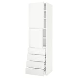 METOD / MAXIMERA Hi cab w shlvs/4 drawers/2 doors, white/Voxtorp matt white, 60x60x220 cm