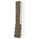 METOD / MAXIMERA Hi cab w shlvs/4 drawers/2 doors, white/Voxtorp walnut effect, 40x60x220 cm
