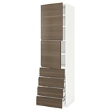 METOD / MAXIMERA Hi cab w shlvs/4 drawers/2 doors, white/Voxtorp walnut effect, 60x60x220 cm