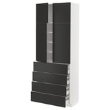 METOD / MAXIMERA Hi cab w shlvs/4 drawers/4 doors, white/Nickebo matt anthracite, 80x41x200 cm