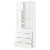 METOD / MAXIMERA Hi cab w shlvs/4 drawers/4 doors, white/Ringhult white, 80x41x200 cm