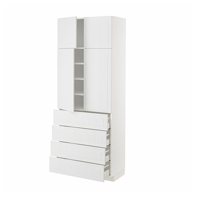 METOD / MAXIMERA Hi cab w shlvs/4 drawers/4 doors, white/Stensund white, 80x41x200 cm