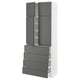 METOD / MAXIMERA Hi cab w shlvs/4 drawers/4 doors, white/Voxtorp dark grey, 80x41x200 cm