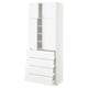 METOD / MAXIMERA Hi cab w shlvs/4 drawers/4 doors, white/Voxtorp high-gloss/white, 80x41x200 cm