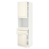 METOD / MAXIMERA Hi cb f micro w 2 drawers/2 doors, white/Bodbyn off-white, 60x60x220 cm
