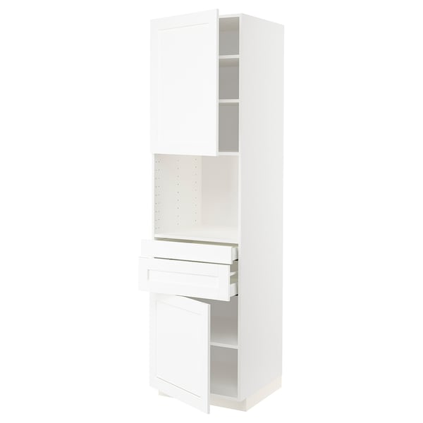 METOD / MAXIMERA Hi cb f micro w 2 drawers/2 doors, white Enköping/white wood effect, 60x60x220 cm