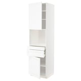 METOD / MAXIMERA Hi cb f micro w 2 drawers/2 doors, white Enköping/white wood effect, 60x60x220 cm