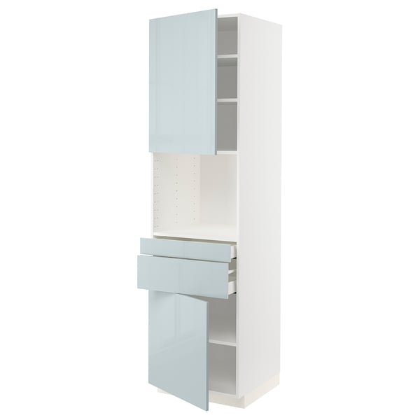 METOD / MAXIMERA Hi cb f micro w 2 drawers/2 doors, white/Kallarp light grey-blue, 60x60x220 cm