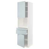 METOD / MAXIMERA Hi cb f micro w 2 drawers/2 doors, white/Kallarp light grey-blue, 60x60x220 cm