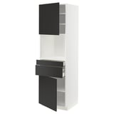 METOD / MAXIMERA Hi cb f micro w 2 drawers/2 doors, white/Nickebo matt anthracite, 60x60x200 cm