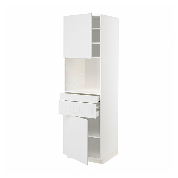 METOD / MAXIMERA Hi cb f micro w 2 drawers/2 doors, white/Stensund white, 60x60x200 cm