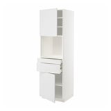 METOD / MAXIMERA Hi cb f micro w 2 drawers/2 doors, white/Stensund white, 60x60x200 cm