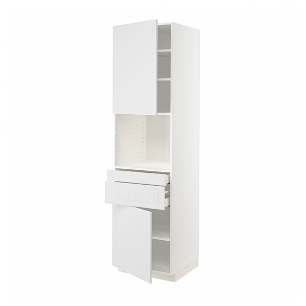 METOD / MAXIMERA Hi cb f micro w 2 drawers/2 doors, white/Stensund white, 60x60x220 cm