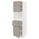 METOD / MAXIMERA Hi cb f micro w 2 drawers/2 doors, white/Upplöv matt dark beige, 60x60x200 cm