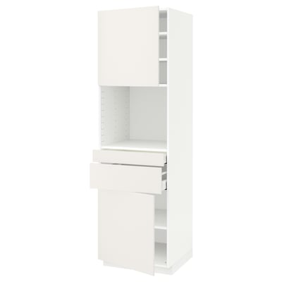METOD / MAXIMERA Hi cb f micro w 2 drawers/2 doors, white/Veddinge white, 60x60x200 cm