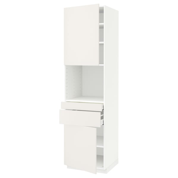 METOD / MAXIMERA Hi cb f micro w 2 drawers/2 doors, white/Veddinge white, 60x60x220 cm