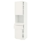 METOD / MAXIMERA Hi cb f micro w 2 drawers/2 doors, white/Veddinge white, 60x60x220 cm