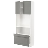 METOD / MAXIMERA Hi cb w pull-out shelf/drawer/2 drs, white/Bodbyn grey, 80x41x200 cm