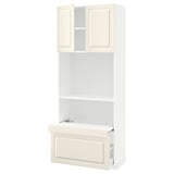 METOD / MAXIMERA Hi cb w pull-out shelf/drawer/2 drs, white/Bodbyn off-white, 80x41x200 cm