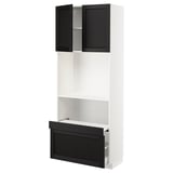 METOD / MAXIMERA Hi cb w pull-out shelf/drawer/2 drs, white/Lerhyttan black stained, 80x41x200 cm