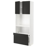 METOD / MAXIMERA Hi cb w pull-out shelf/drawer/2 drs, white/Nickebo matt anthracite, 80x41x200 cm