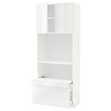 METOD / MAXIMERA Hi cb w pull-out shelf/drawer/2 drs, white/Ringhult white, 80x41x200 cm