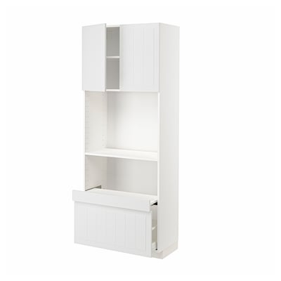 METOD / MAXIMERA Hi cb w pull-out shelf/drawer/2 drs, white/Stensund white, 80x41x200 cm