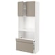 Option: METOD / MAXIMERA Hi cb w pull-out shelf/drawer/2 drs, white/Upplöv matt dark beige, 80x41x200 cm