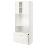 METOD / MAXIMERA Hi cb w pull-out shelf/drawer/2 drs, white/Vallstena white, 80x41x200 cm
