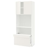 METOD / MAXIMERA Hi cb w pull-out shelf/drawer/2 drs, white/Veddinge white, 80x41x200 cm