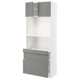 METOD / MAXIMERA Hi cb w pull-out shlf/2 drwrs/2 drs, white/Bodbyn grey, 80x41x200 cm