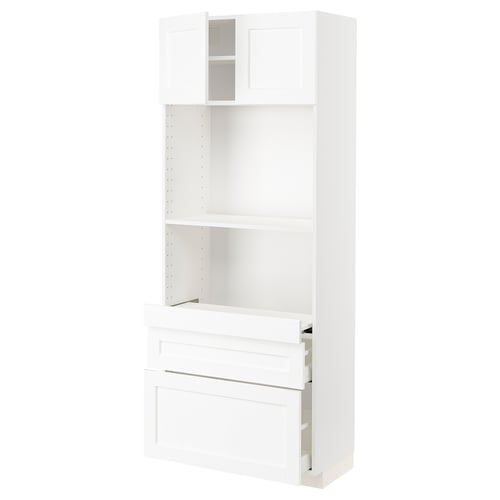 White METOD kitchen cabinet with adjustable shelf and drawer, modern design.