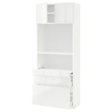 METOD / MAXIMERA Hi cb w pull-out shlf/2 drwrs/2 drs, white/Ringhult white, 80x41x200 cm