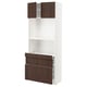 Option: METOD / MAXIMERA Hi cb w pull-out shlf/2 drwrs/2 drs, white/Sinarp brown, 80x41x200 cm