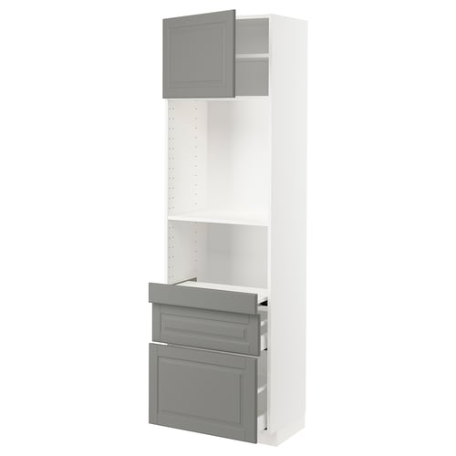 Ikea METOD kitchen unit, white & grey, with pull-out shelves, sturdy frame, soft-close drawers.