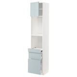 METOD / MAXIMERA Hi cb w pull-out shlf/2 drwrs/door, white/Kallarp light grey-blue, 40x41x200 cm