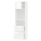 METOD / MAXIMERA Hi cb w pull-out shlf/2 drwrs/door, white/Ringhult white, 60x41x200 cm
