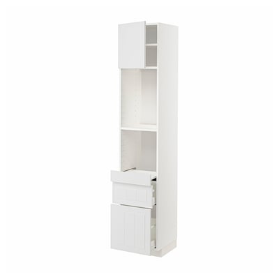METOD / MAXIMERA Hi cb w pull-out shlf/2 drwrs/door, white/Stensund white, 40x41x200 cm