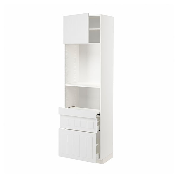 METOD / MAXIMERA Hi cb w pull-out shlf/2 drwrs/door, white/Stensund white, 60x41x200 cm