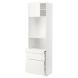 METOD / MAXIMERA Hi cb w pull-out shlf/2 drwrs/door, white/Vallstena white, 60x41x200 cm