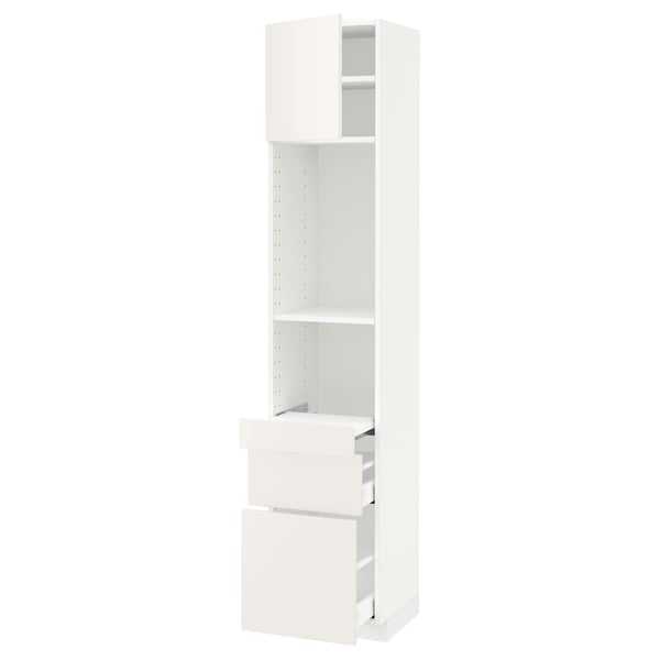METOD / MAXIMERA Hi cb w pull-out shlf/2 drwrs/door, white/Veddinge white, 40x41x200 cm