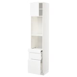 METOD / MAXIMERA Hi cb w pull-out shlf/2 drwrs/door, white/Voxtorp high-gloss/white, 40x41x200 cm