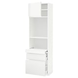 METOD / MAXIMERA Hi cb w pull-out shlf/2 drwrs/door, white/Voxtorp matt white, 60x41x200 cm