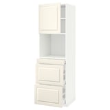 METOD / MAXIMERA High cab f micro w door/3 drawers, white/Bodbyn off-white, 60x60x200 cm
