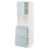 METOD / MAXIMERA High cab f micro w door/3 drawers, white/Kallarp light grey-blue, 60x60x200 cm