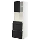 METOD / MAXIMERA High cab f micro w door/3 drawers, white/Lerhyttan black stained, 60x60x200 cm