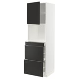 METOD / MAXIMERA High cab f micro w door/3 drawers, white/Nickebo matt anthracite, 60x60x200 cm