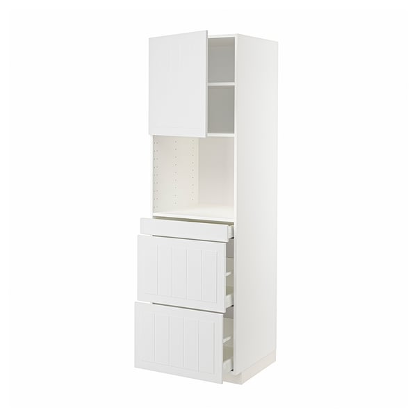 METOD / MAXIMERA High cab f micro w door/3 drawers, white/Stensund white, 60x60x200 cm