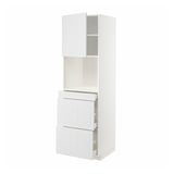 METOD / MAXIMERA High cab f micro w door/3 drawers, white/Stensund white, 60x60x200 cm